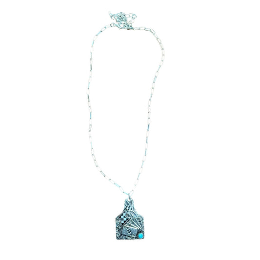 Checkerboard Bolt Tag Necklace