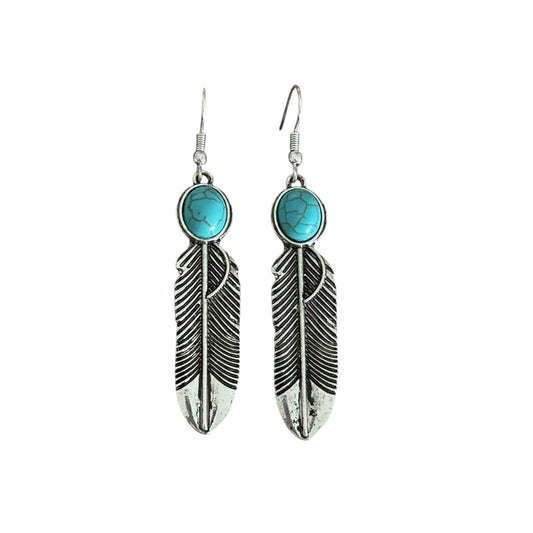 Turquoise Feather Earrings