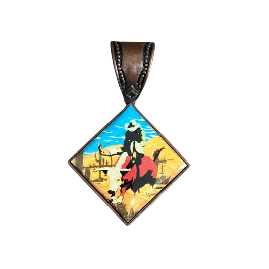 Desert Bull Rider Vintage Pendant