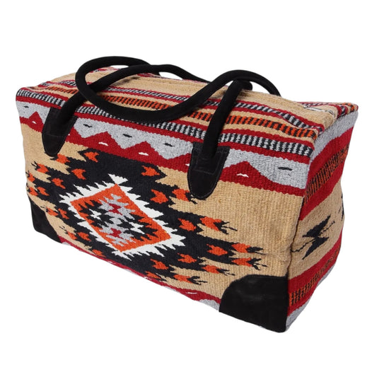 Tan & Red Aztec Travel Bag