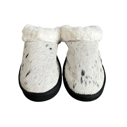 Black & White Cowhide Slippers - Size 7