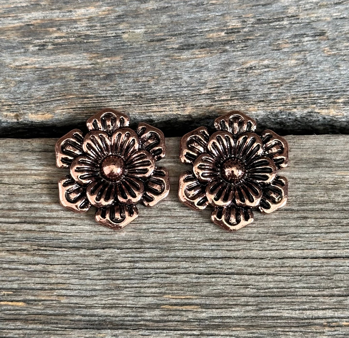 Copper Western Flower Earrings