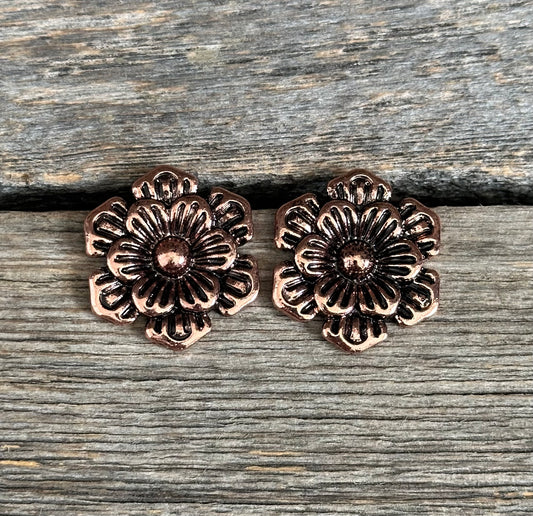 Copper Western Flower Earrings