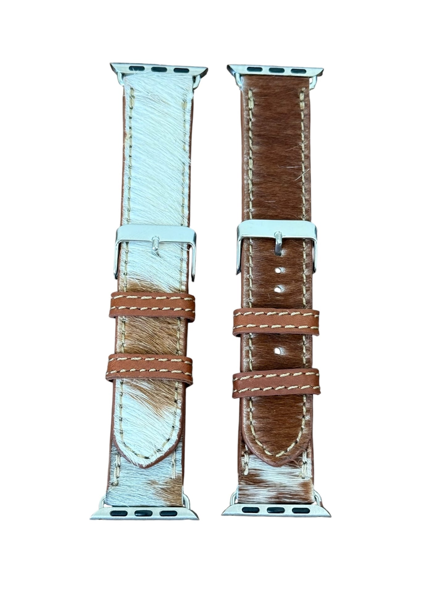 Brown & White Cowhide Apple Watchband