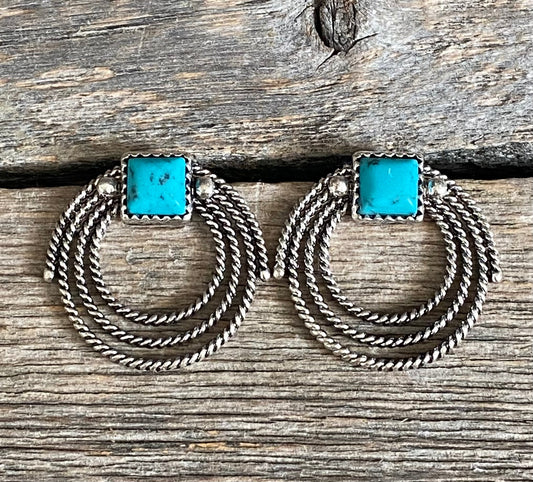Turquoise Stone Rope Earrings