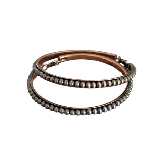 Copper Navajo Pearl Large Hoop Earrings