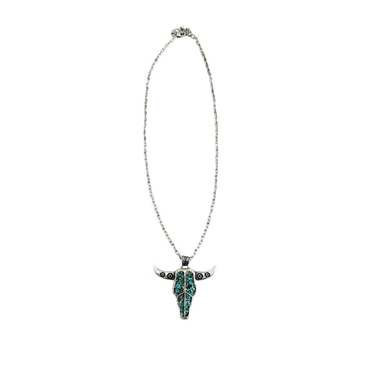 Longhorn Turquoise Chip Long Necklace