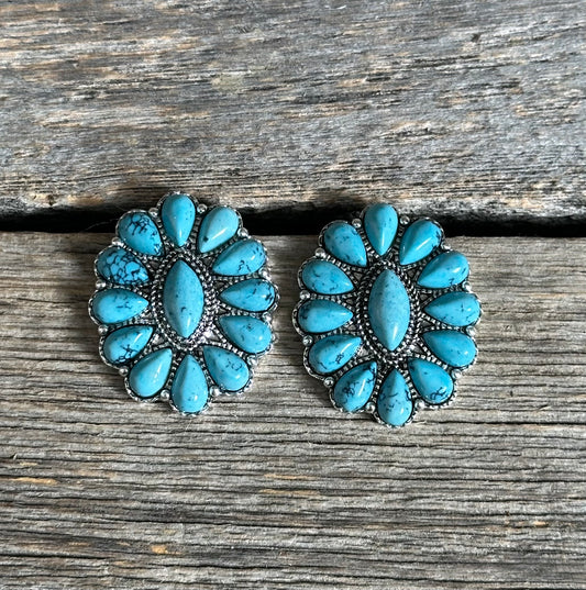 Turquoise Blue Cluster Earrings