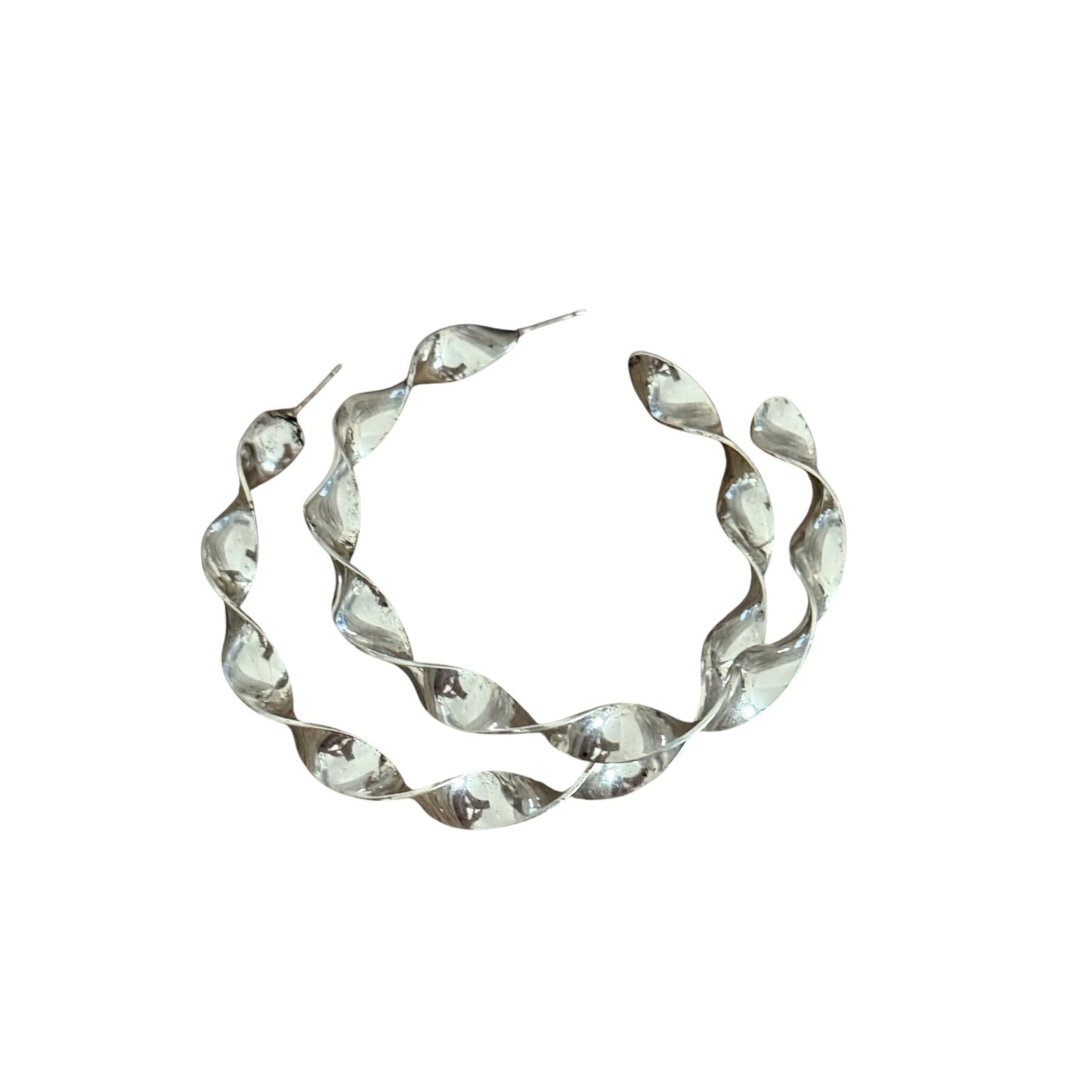 Twisted Silver Large Hoop Earrings