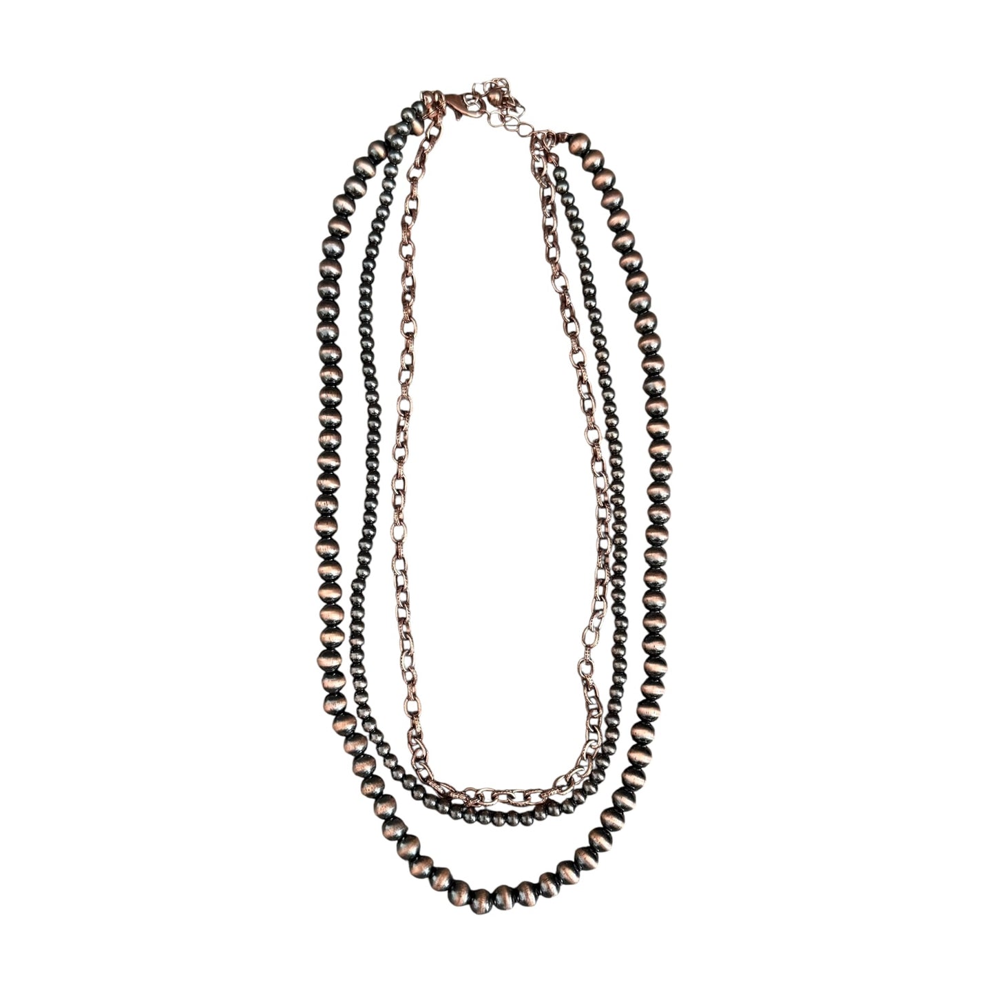 Copper Navajo Pearl Chain Layered Necklace