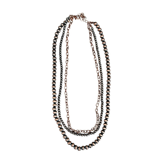 Copper Navajo Pearl Chain Layered Necklace