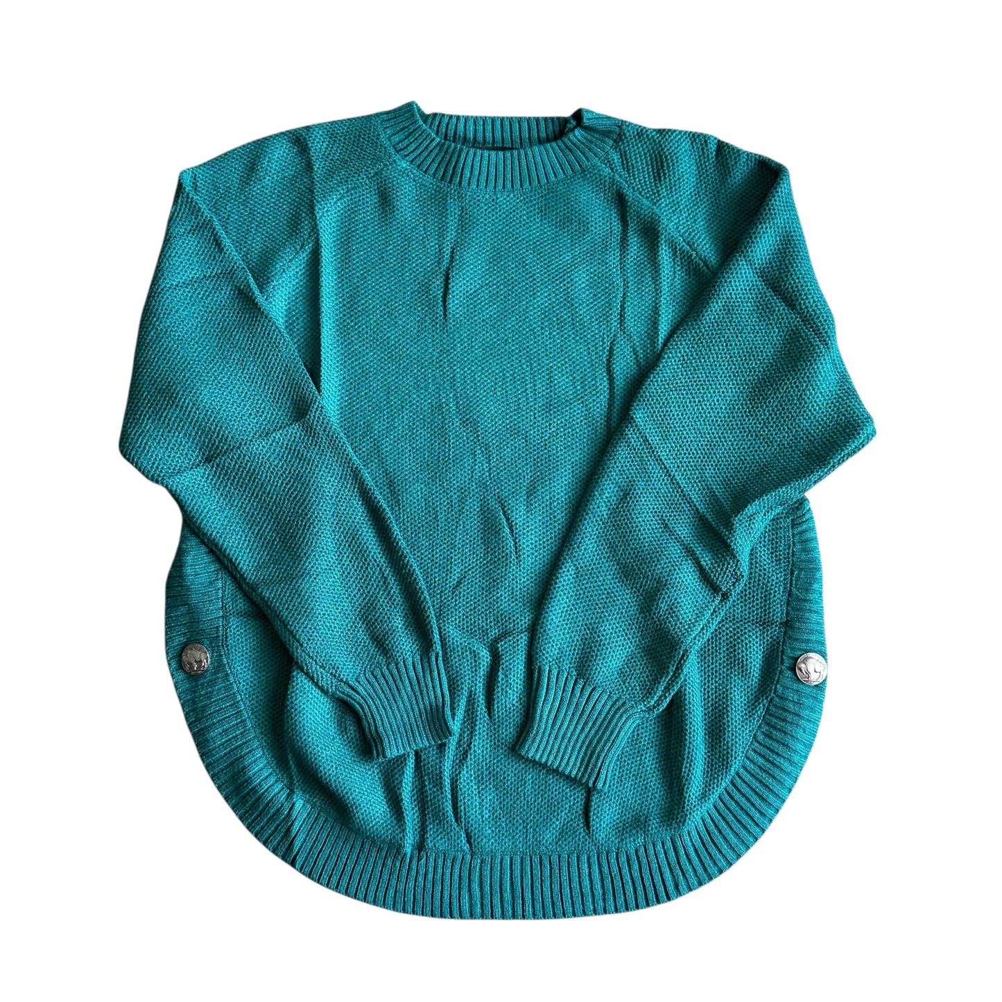 Jade Round Hem Buffalo Coin Sweater
