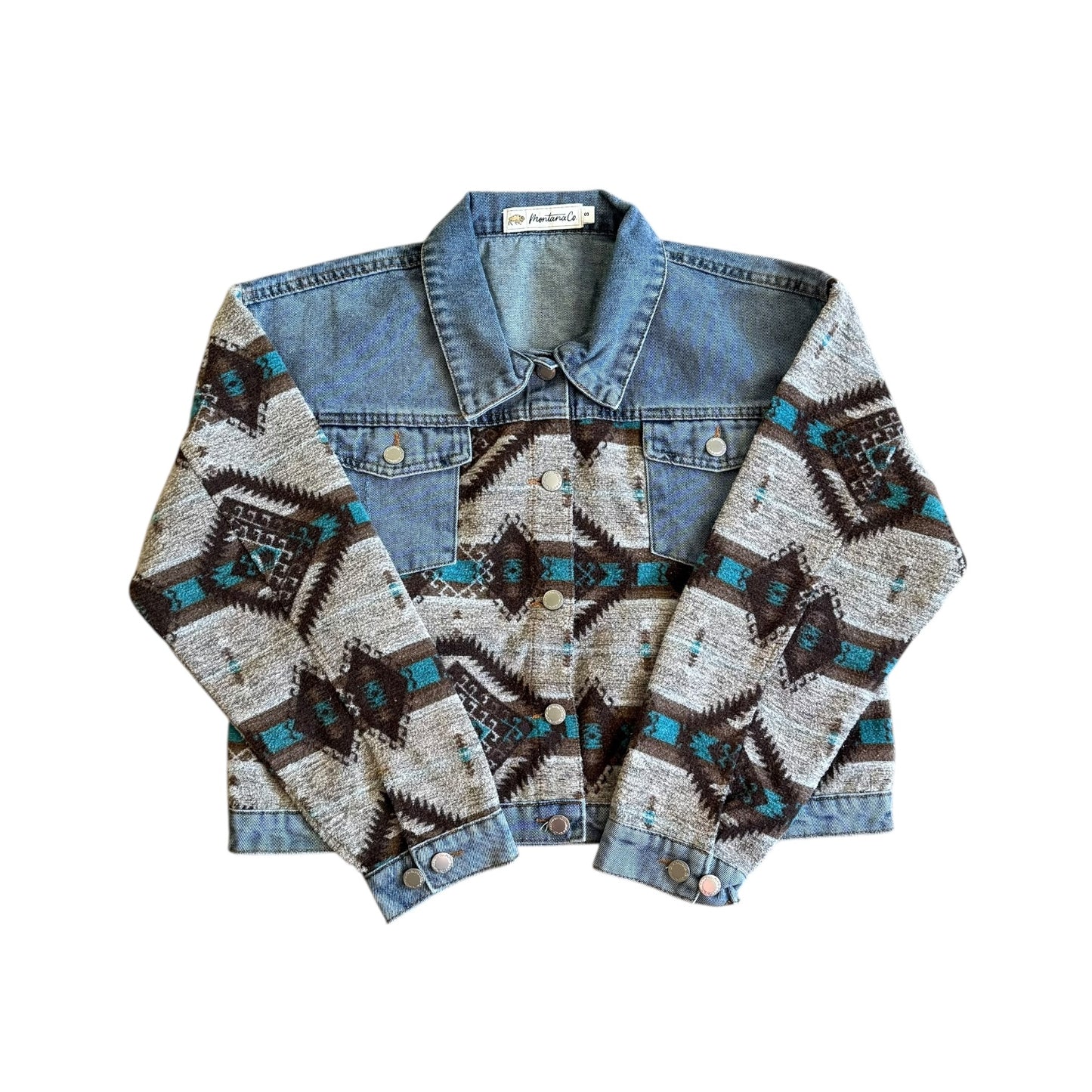 Denim Aztec Cropped Jacket