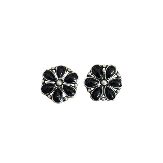 Black Flower Stone Earrings