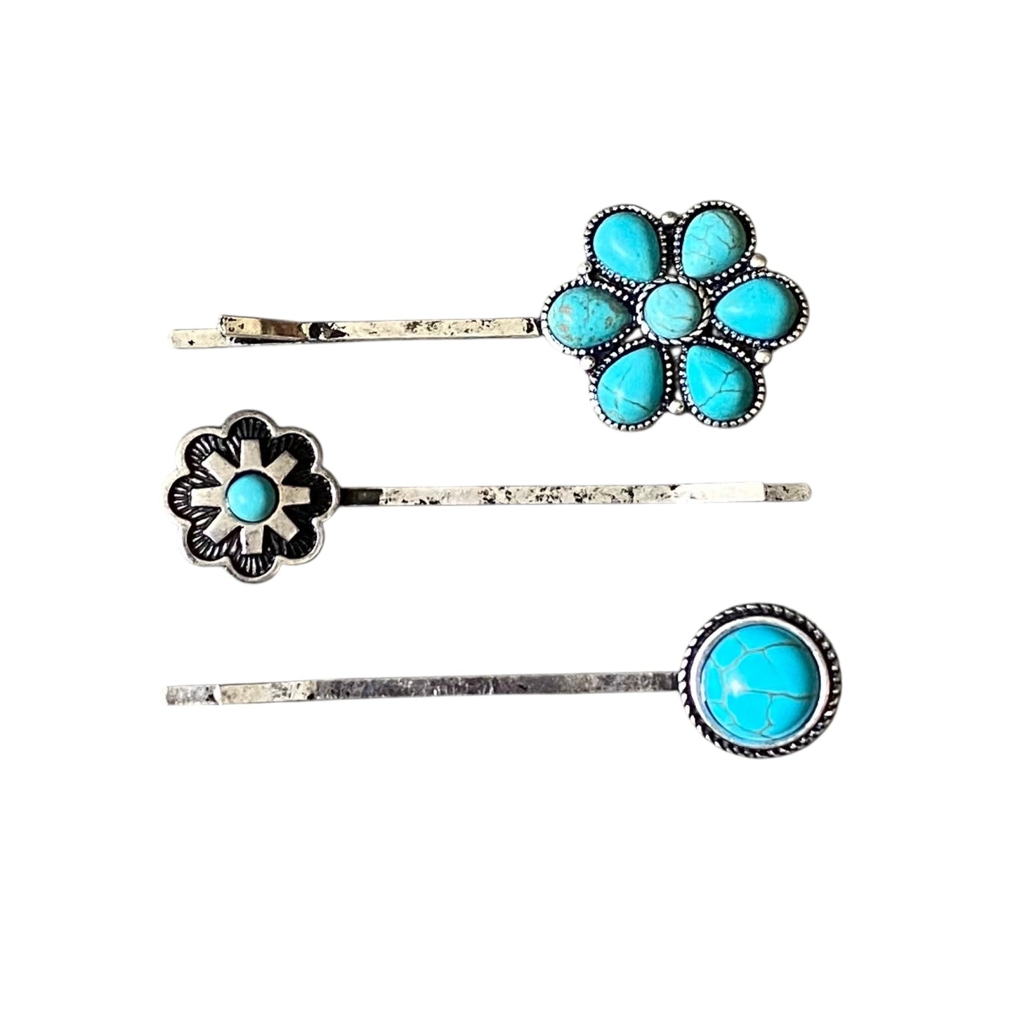 Turquoise Cluster Three Pack Hair Pins