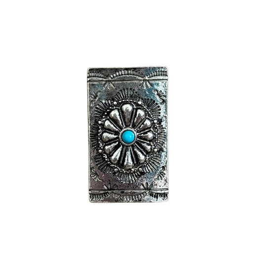 Turquoise Rectangle Concho Cuff Ring