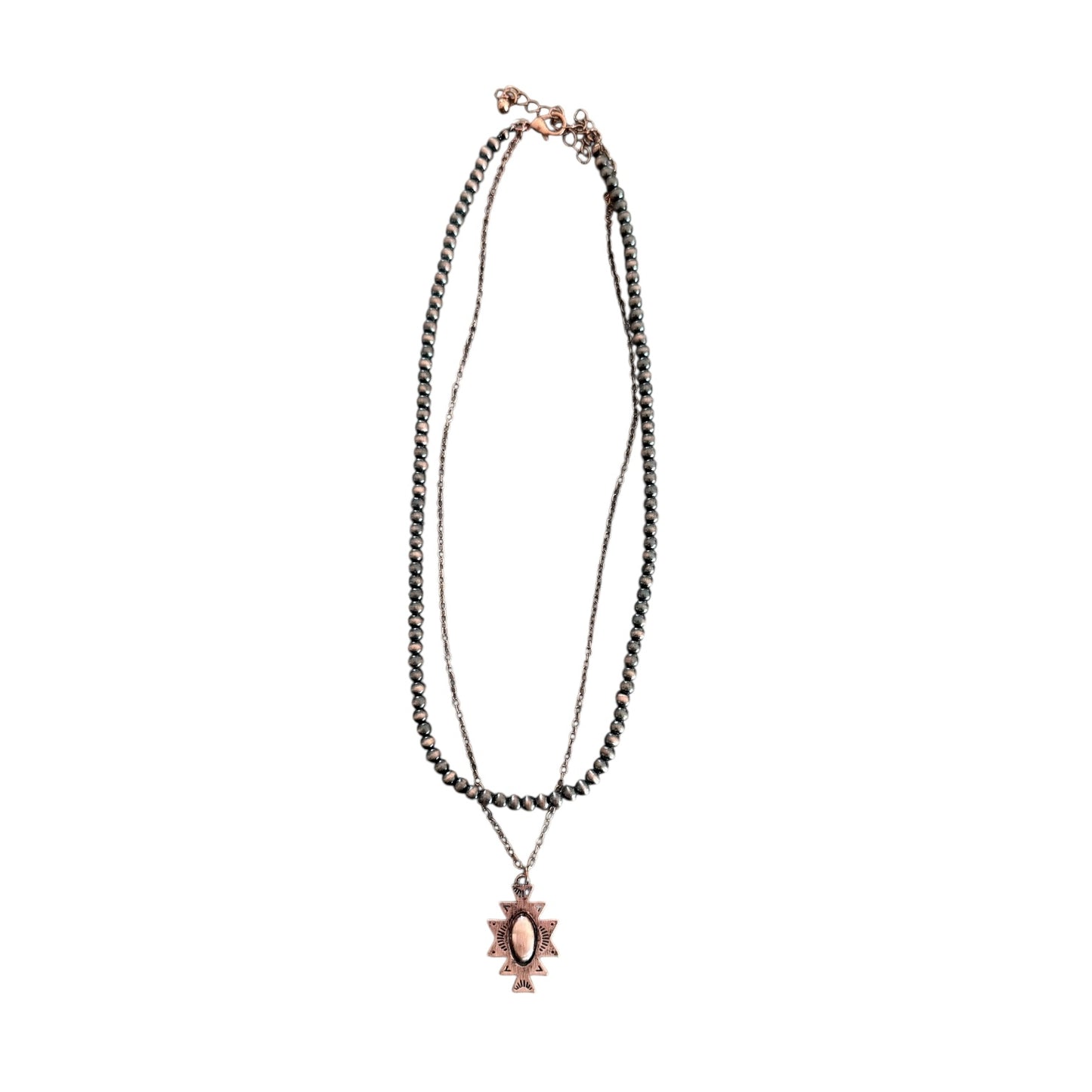 Copper Navajo Pearl Aztec Necklace