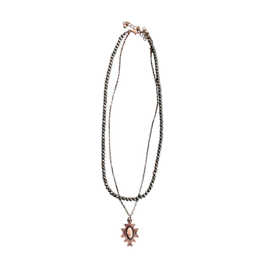 Copper Navajo Pearl Aztec Necklace