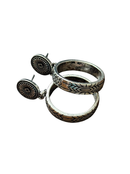 Silver Concho Hoop Earrings