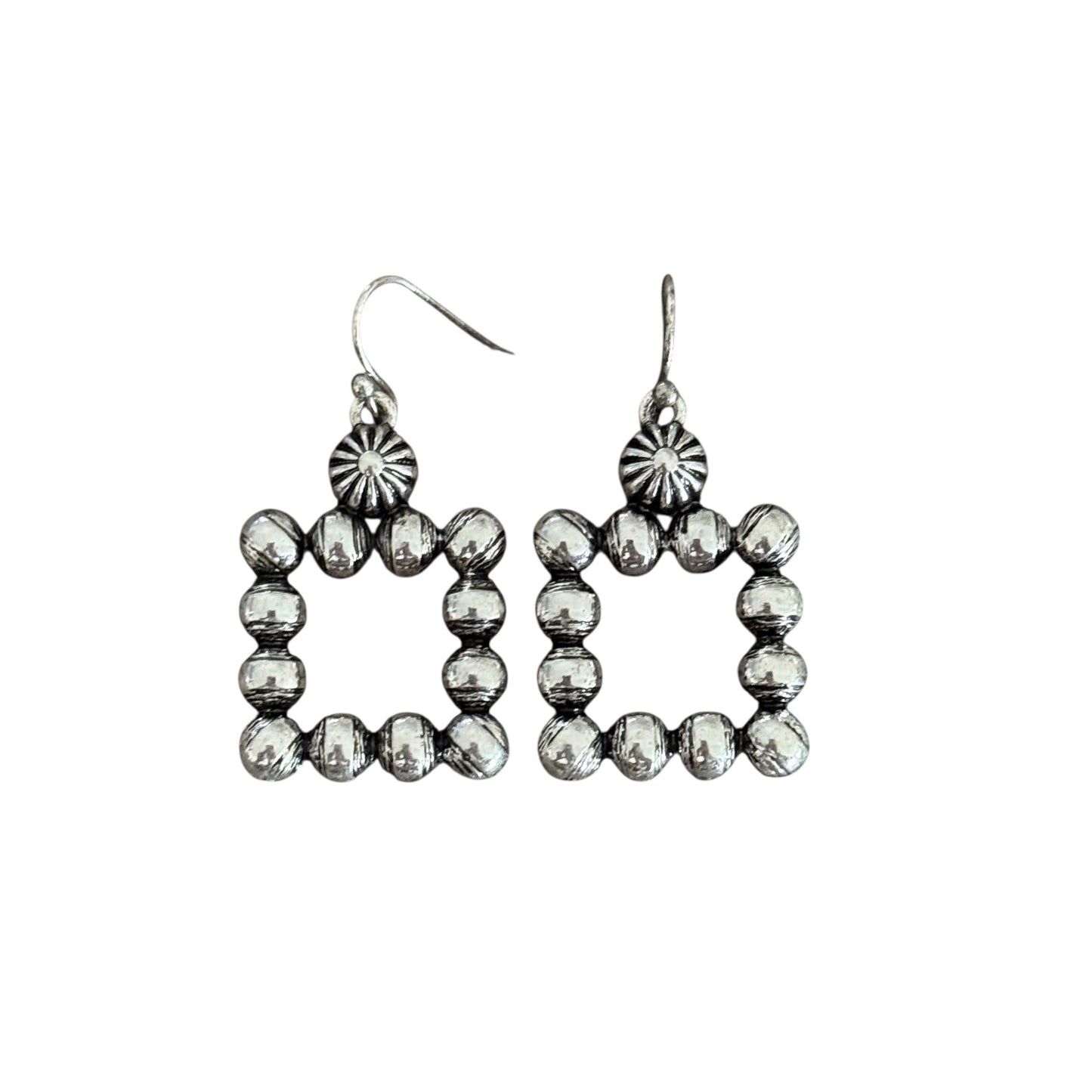 Small Silver Dot Square Earrings