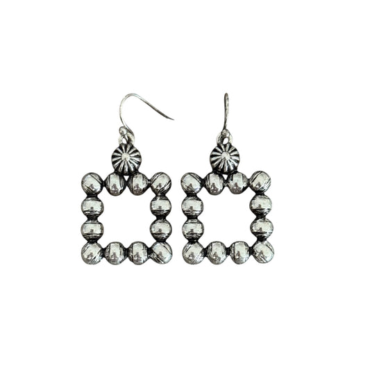 Small Silver Dot Square Earrings