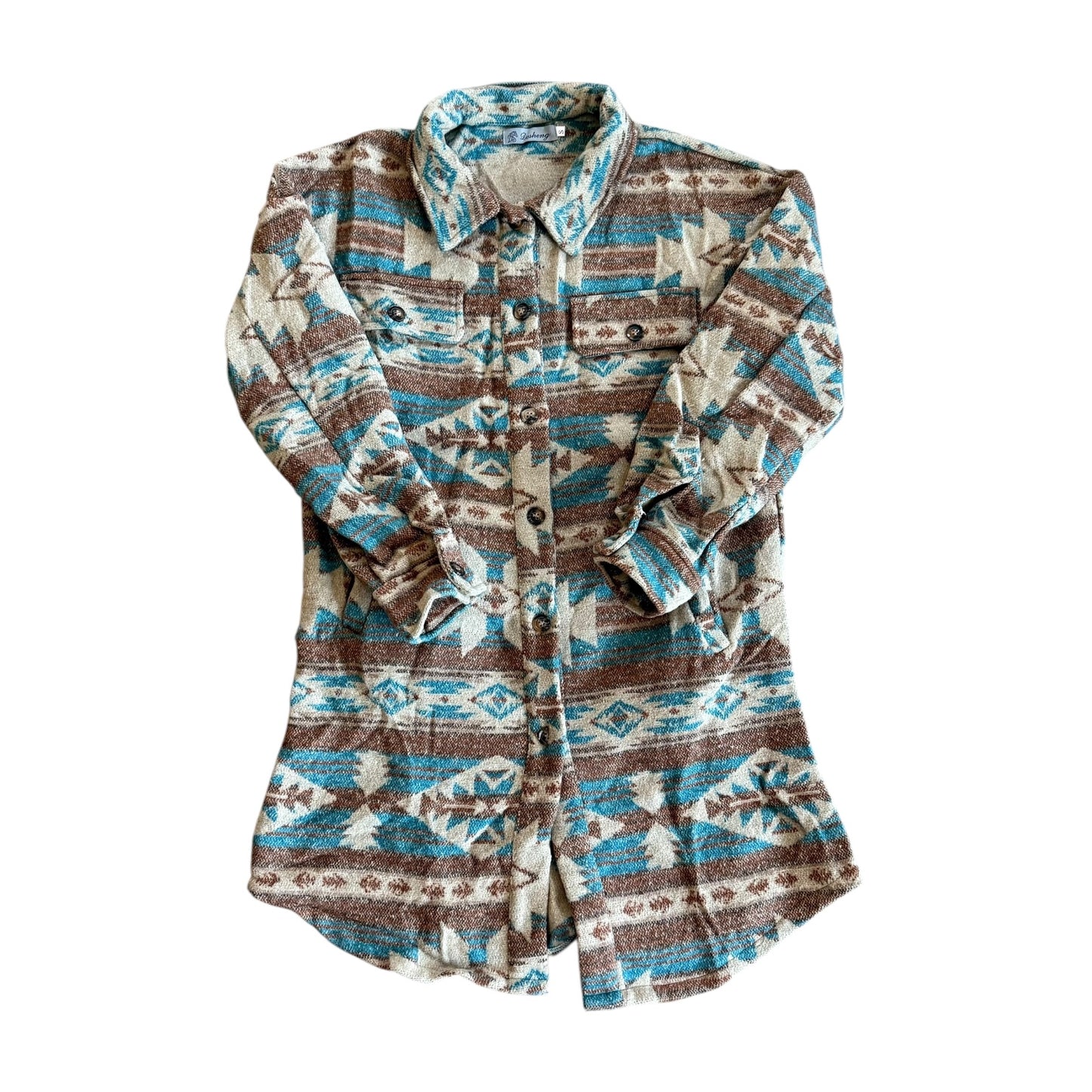 Turquoise & Brown Aztec Shacket