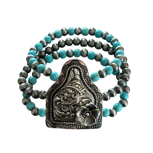 Turquoise Tag Stretch Bracelet