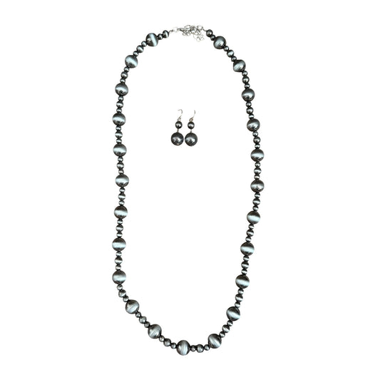 Gunmetal Navajo Pearl Necklace Set
