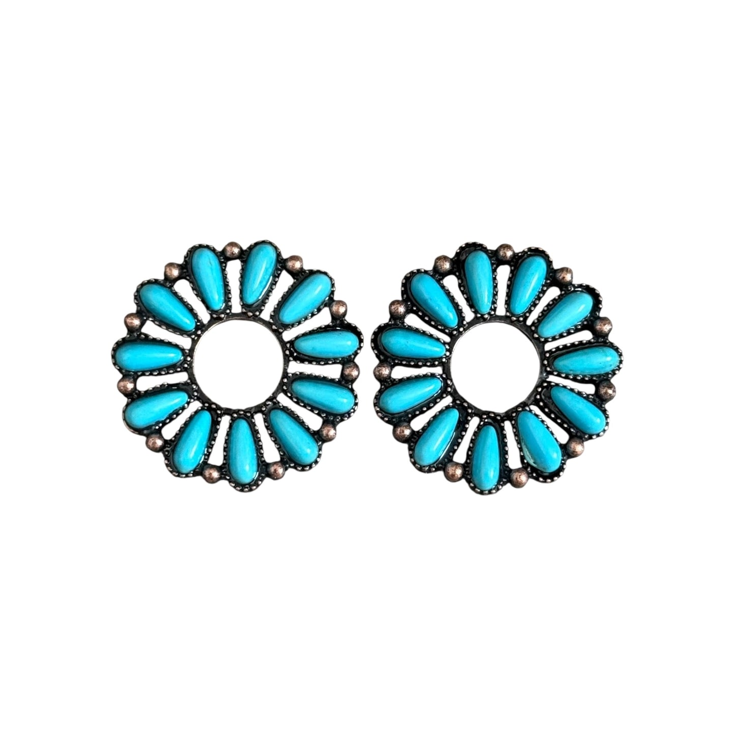 Copper Turquoise Circle Earrings