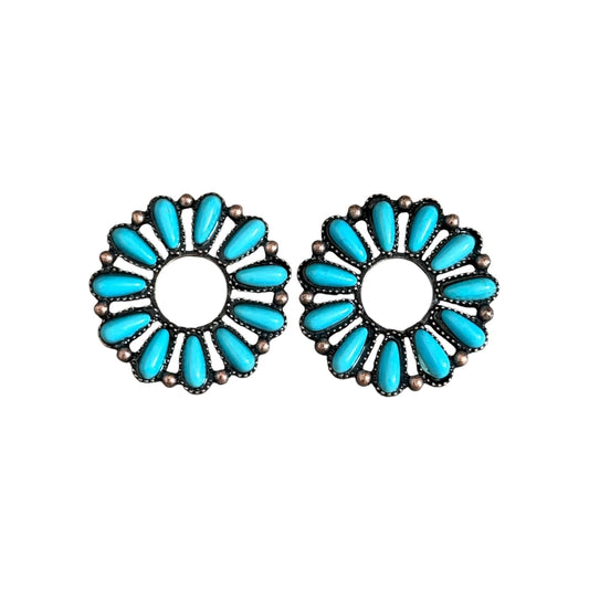 Copper Turquoise Circle Earrings