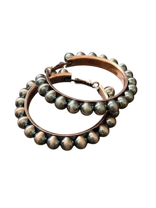 Copper Navajo Pearl Large Hoop Earrings