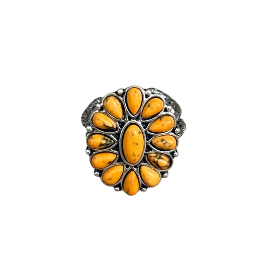 Mustard Cluster Cuff Ring