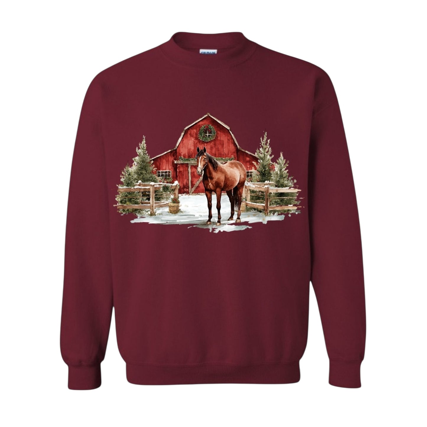 Red Barn Horse Christmas Crewneck • PRE ORDER •