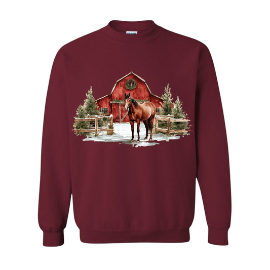 Red Barn Horse Christmas Crewneck • PRE ORDER •
