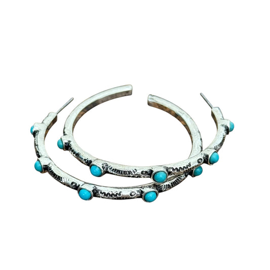 Medium Turquoise Dot Hoop Earrings