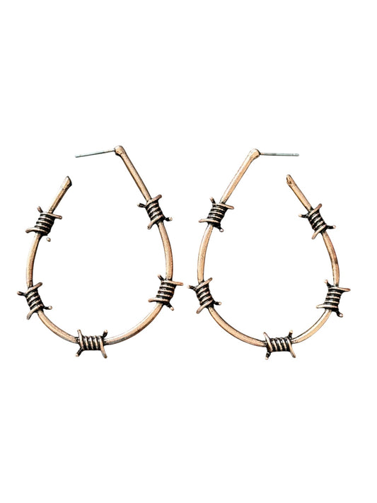Copper Barbwire Teardrop Earrings