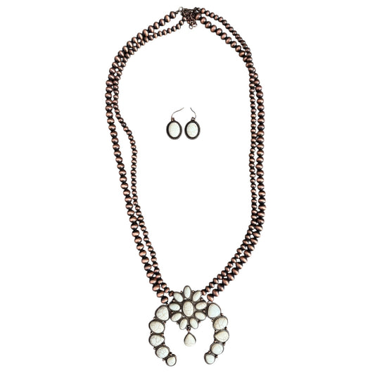 Copper Navajo Pearl Squash Necklace Set