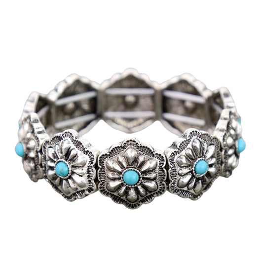 Turquoise Concho Stretch Bracelet