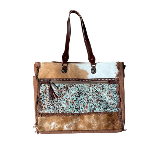 Turquoise Cowhide Weekender Bag