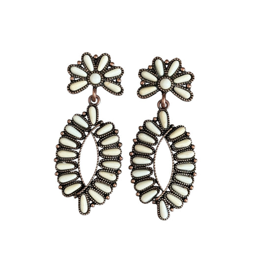 Copper Cluster Oval Drop Earrings