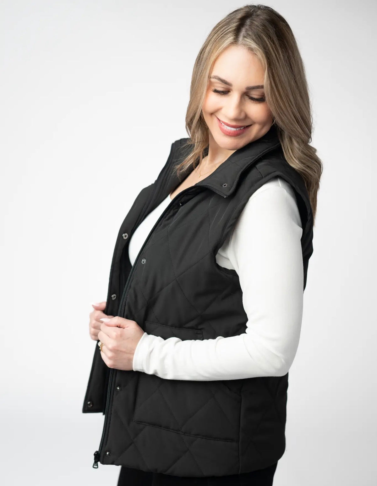 Black Quilted Remy Vest
