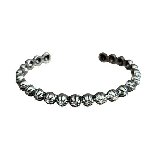 Silver Crystal Dot Cuff Bracelet