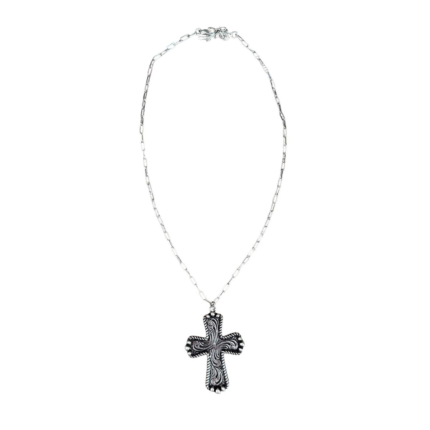 Tooled Cross Necklace