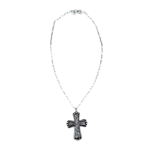 Tooled Cross Necklace