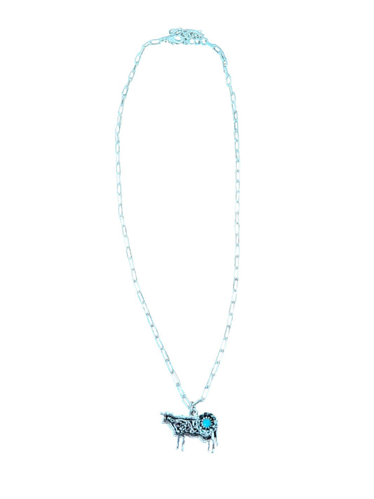 Tooled Cow Necklace