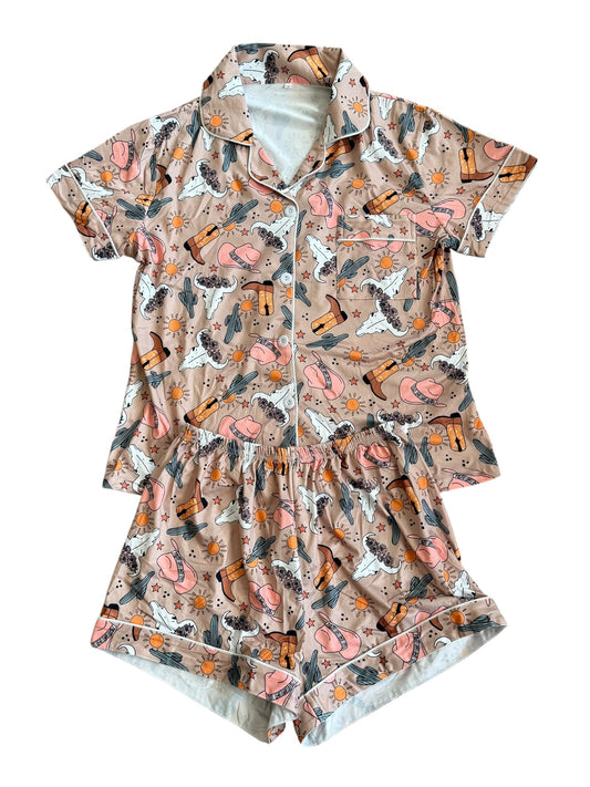 Brown Western Print PJ Set