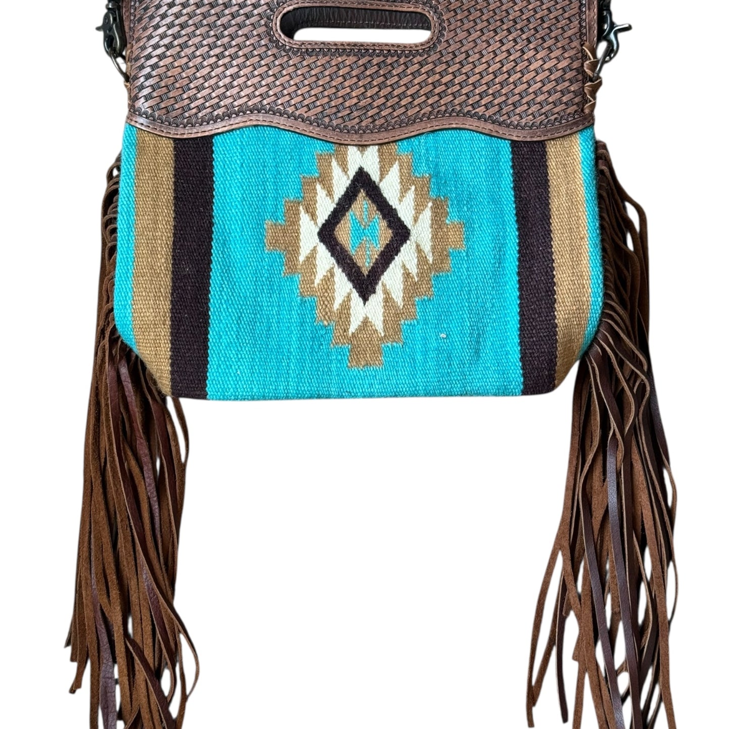 Turquoise Basket Weave Saddle Blanket Purse