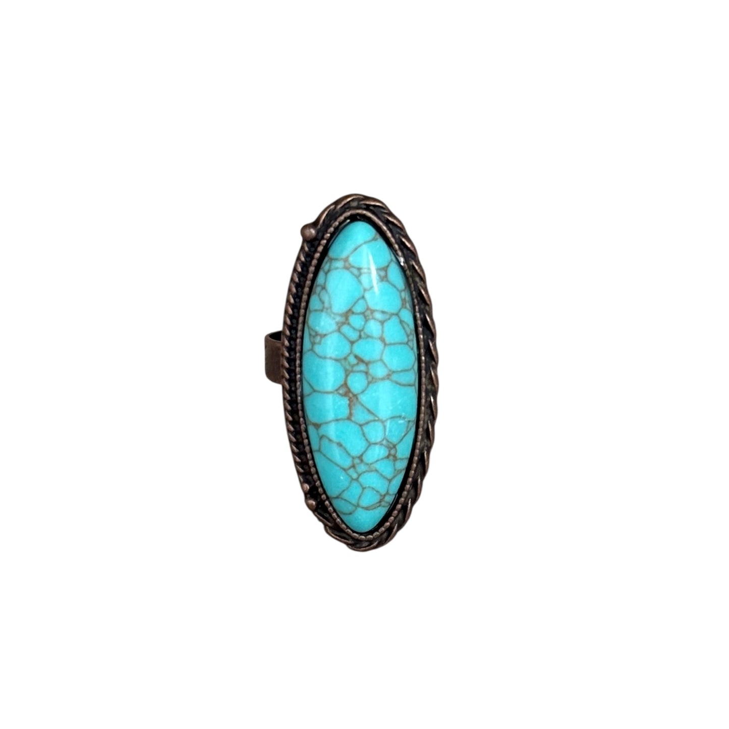 Turquoise Copper Oval Cuff Ring