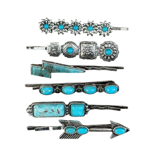 Turquoise 6 Piece Hair Pin Set