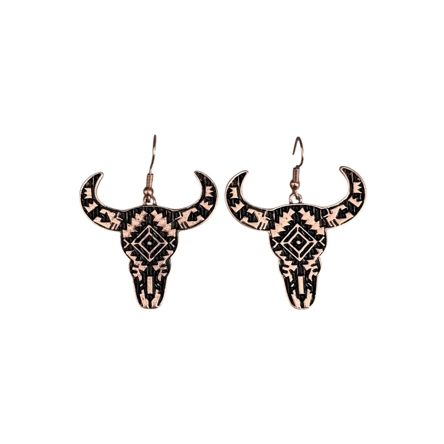 Copper Aztec Longhorn Earrings